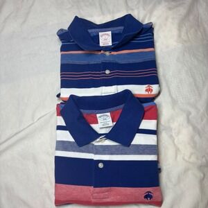 2-Brooks Brothers 346‎ Performance Polo Shirt Men's Large Striped Short Sleeve